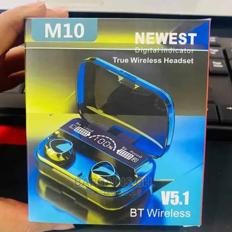  M10 Damix Good Sound Quality TWS Wireless Bluetooth Headset with Breathing Light Touch Control Digital Display Panel Version 5.1 