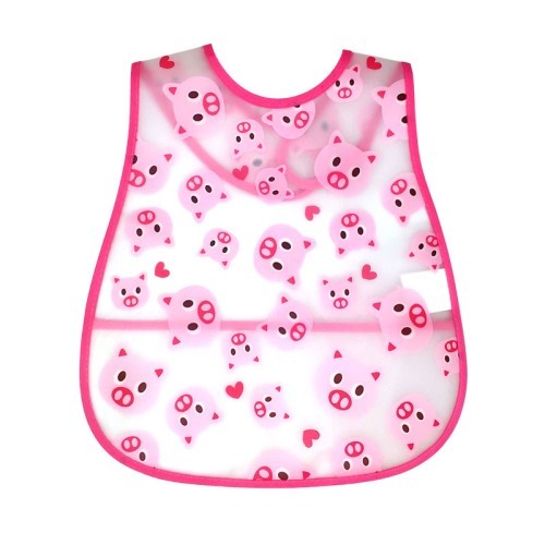  Baby Bibs Waterproof Seamless Pig Print - Pink 