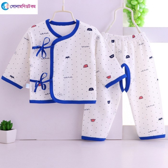 Baby Cotton Suits - White and Blue 