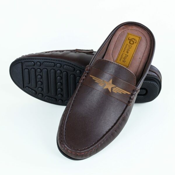  Premium Leather Coffee Star Sattel Half Loafer For Men 