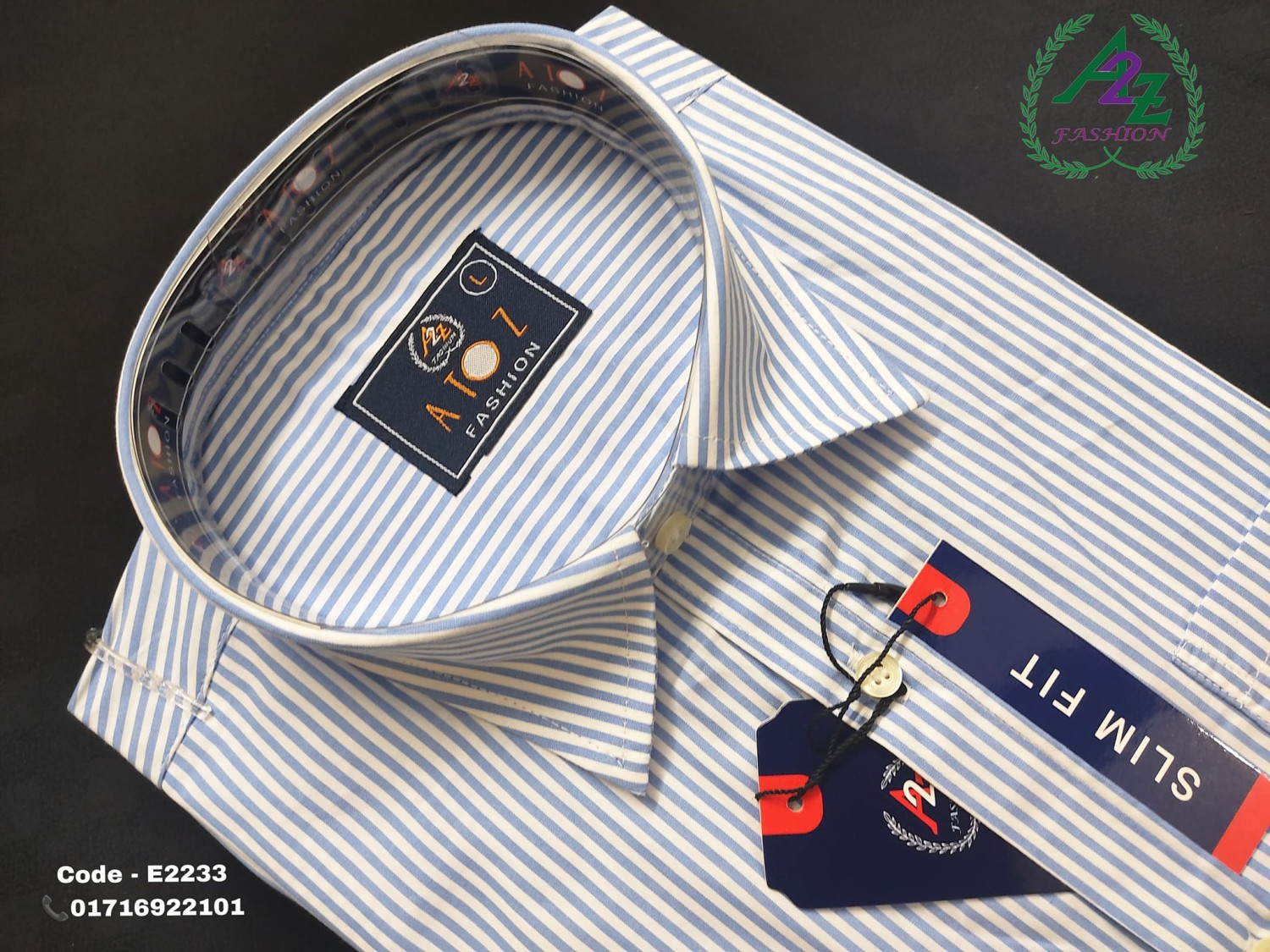  Men Slim Fit Striped Slim Collar Formal Shirt 